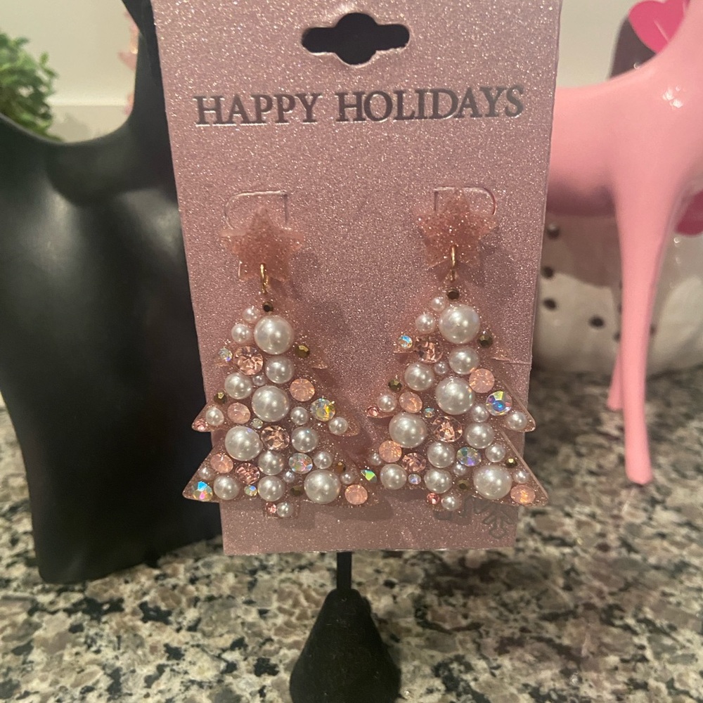 Pink NWT Holiday Tree Earrings - Picture 10 of 12